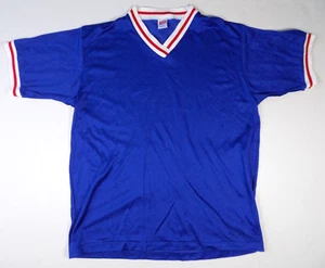 SOFFE V-Neck Ringer Blank Plain T Shirt 90's VTG XL Y2K Shiny Soccer Jersey USA - Picture 1 of 3