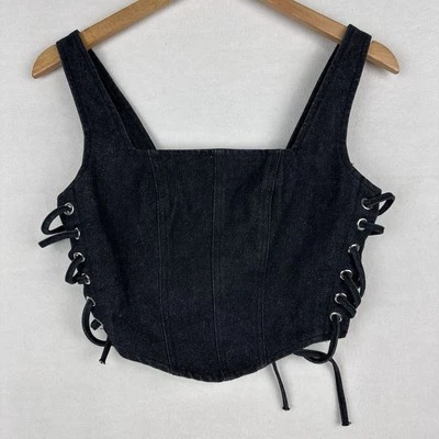 Altar'd State Top Mujer Extra Pequeño Gris Denim Corsé Corto Y2K Retro Hippie XS Foto 1 de 4