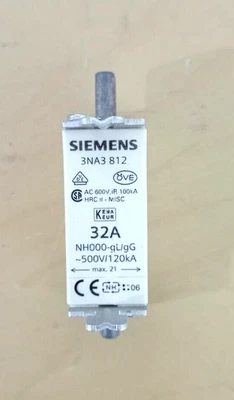 SIEMENS 3NA3 812 enlace fusible 32A, 3 piezas en caja - Imagen 1 de 4