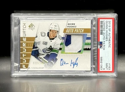 2019-20 SP Authentic Quinn Hughes Future Watch Auto Patch /100 PSA 9 - Image 1 of 2