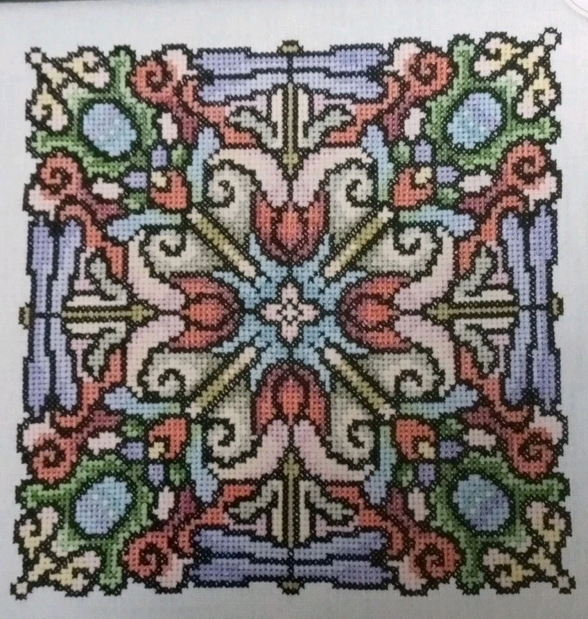 Cross Stitch "SPRING MANDALA" pattern ~ Easter eggs, snails, dragonflies - Image 1 of 1