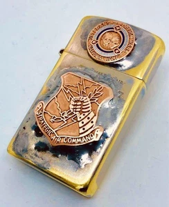 Vintage 1983 USAF Airborne Air Command Zippo Slim Steampunk Embossed Good - Picture 1 of 7