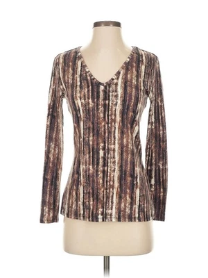 Duro Olowu for JCP Women Brown Long Sleeve Henley S - Image 1 of 4