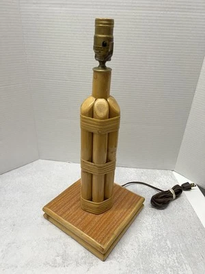 Vintage Mid Century Modern MCM Bamboo Cane Tiki Table Lamp - Image 1 of 4