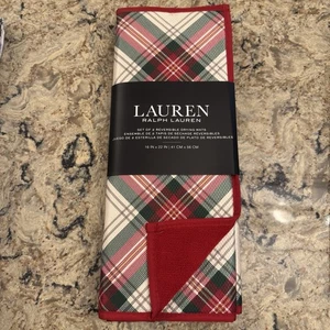 Alfombrillas de secado de platos a cuadros Ralph Lauren - Paquete de 2 - Vacaciones Navidad 2025 Rojo NUEVO - Imagen 1 de 4