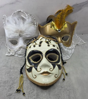 Lote (3) de Halloween Máscara de Baile de Mascarada Veneciana Vintage Carnaval Mardi Gras Foto 1 de 4