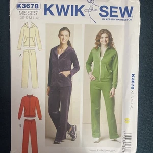 KWIK SEW Pattern 3678 NEW Woman’s Sport Wear Hoody Zip Front Hoody Pant XS-XL - Picture 1 of 7