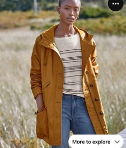 Garnet Hill Coated-Linen Hooded Utility Coastal Rain Jacket Coat Womens 16 Rust - Picture 1 of 7