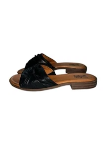 Miz Mooz EU 41 US 9.5-10 Black Leather Ruched Slide Sandals Daisey - Picture 1 of 8