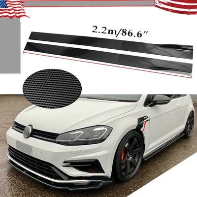 Carbon Fiber 86.6inch Side Skirt Extensions Rocker Panel For Volkswagen VW Foto 1 de 4