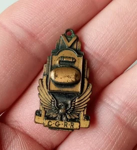 VTG Dated 1950 C.G.R.R. Art Deco Brass Eagle Railroad Pendant or Charm RARE - Picture 1 of 3