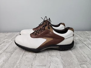 Footjoy Contour Series Scarpe da Golf Uomo Taglia 12M Pelle Bianco/Marrone 54239 - Foto 1 di 11