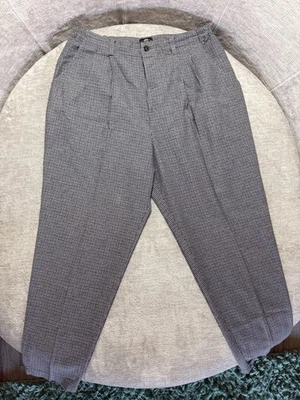 Calça Lee Casuals Feminina 16 Azul Cinza Houndstooth Plissada Sem Rugas - Imagem 1 de 4