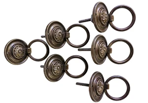 6x Retro Griffe Antik Knöpfe Tür AHAND Fabrikat Schublade Schrank Ring Knopf Schrank - Bild 1 von 7