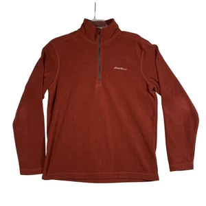 Eddie Bauer Men's 1/4 Zip Pullover Sweater Fleece Rust Brown Color Size Small - Picture 1 of 7