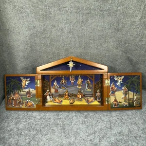 Vintage 1993 Römer Fontanini Krippe Adventskalender Holz Triptychon Krippe - Bild 1 von 16
