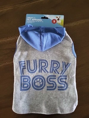 Vibrant Life Pet Dog Hoodie Small  Furry Boss  10-20 Lbs Blue & Gray - Image 1 of 4