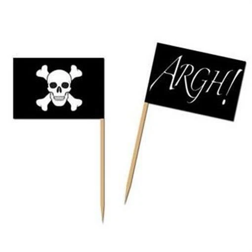 Pirate Flag Picks 50 Pack 30" x 60" Paper Skull Argh Cupcake Toppers Tableware - Image 1 of 1