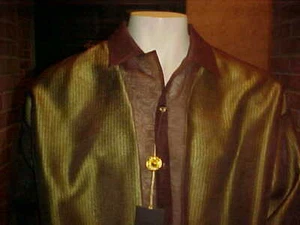 NWT MENS CREME DE SILK METALLIC SILK SHIRT STYLE BROWN 2 LAYER SEMI-SHEER 2XLRG. - Picture 1 of 11