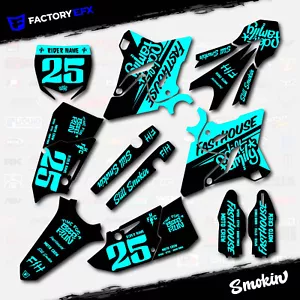 Black Cyan Smokin Graphics Kit fits Yamaha Yz125 Yz250 15-21 Plates YZ 125 250 - Picture 1 of 6