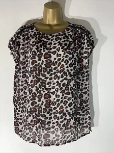 womens Next Uk 14 Black Mix Animal Print Sheer Relax Fit Casual Shirt blouse - Picture 1 of 5