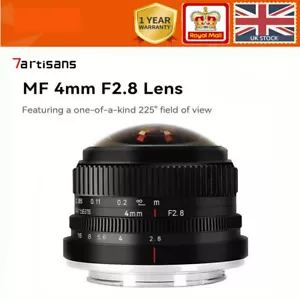 7artisans 4mm F2.8 225° Circular Fisheye MF Lens For Sony E Fujifx Canon M43 UK - Picture 1 of 13