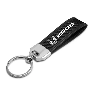 RAM 2500 Logo Real Carbon Fiber Leather Strap Key Chain with Black stitching - Picture 1 of 4