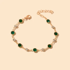 Green Transparent Rhinestone Bracelet Girls Party Jewelry Luxurious Accessories - Picture 1 of 24