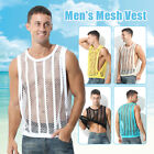 Mesh Fishnet Vest See Through Muscle Sleeveless Causal Tank Top Undershirt Mens