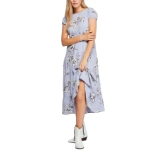 Free People Women's Rita Tiered Midi Dress Size Medium Flower Open Back  Viscose - Picture 1 of 18