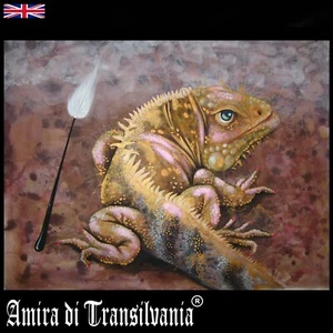 Iguana Reptile Animals Art Painting Canvas Figurative Decorative Modern Acrylic - Picture 1 of 24