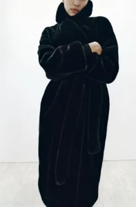 ZARA ZW COLLECTION LONG FAUX FUR COAT BLACK NEW FW24/25 SIZES XS-XL Ref 4360/043 - Picture 1 of 6