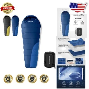 Lightweight Waterproof Mummy Sleeping Bag for Adults - Ideal for Winter Camping - Picture 1 of 11