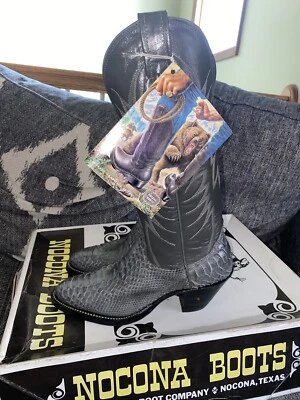 De Colección Nocona 2417 Mujeres Gris Piel de Serpiente Cuero Western Botas de Vaquero Talla 5.5 B Foto 1 de 4