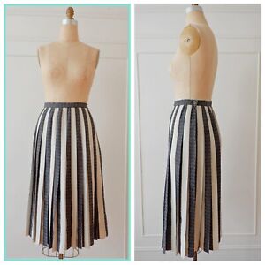 90's Wool Pleated Striped Black and White Maxi Skirt/ Liz Claiborne