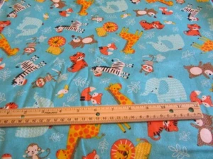 2 Yards Blue Jungle/Woodland Animal Flannel Fabric - Picture 1 of 1