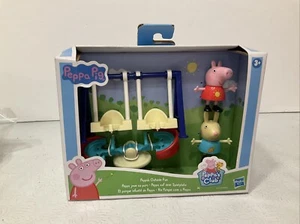 NEW Peppa's Club Peppa Pig Outside Fun Playset Swing Set Teeter-Totter Hasbro - Picture 1 of 2