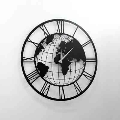 World Map Metal Clock Wall Decor, Zen Clock, Unique Modern Decoration for Living - Image 1 of 4