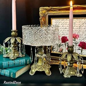 L & L WMC Candelabros Cuenco de Cristal Cristales Colgantes Cuenco de Caramelo - Juego de 3 Piezas* - Imagen 1 de 10