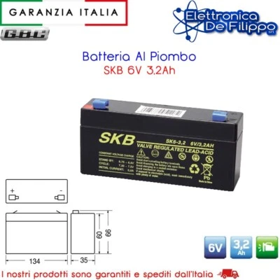 BATTERIA AL PIOMBO 6V 3.2AH SKB SK6-3.2