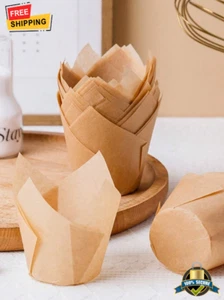 50 pcs Tulip Cupcake Liners High-Temperature Resistant Greaseproof Baking Cups - Picture 1 of 5