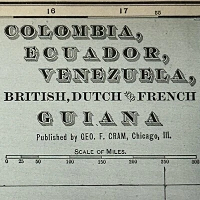 Antique Columbia Ecuador Venezuela Map 1901 Original 14” X 22” South America - Image 1 of 4