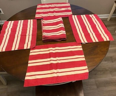 Conjunto de 7 Placemats listrados com etiquetas vermelho e bege/off white Patriotic Americana 18" X 1 - Imagem 1 de 4