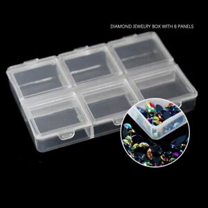 6 Grid Compartment Storage Case Plastic Diamond jewelry Nail Art Display Box