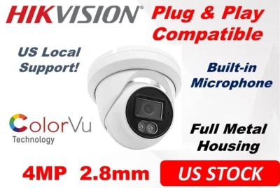 Hikvision Compatible Full Color ColorVu 4MP Outdoor POE IP Camera 2.8mm w/Mic