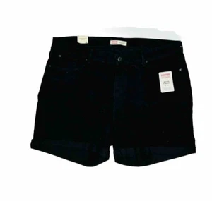 New Levis Womens 18 Mid Rise 5" Denim Jean Shorts Black - Picture 1 of 5