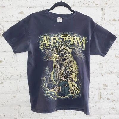 Alestorm Oath Bound Mens Black Yellow Graphic Rock T-Shirt Pirate Skulls SZ M - Image 1 of 4
