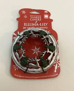 Yankee Candle Illuma Lid Frosted Reindeer Trees Snow Topper Snowflakes 2007 NEW - Picture 1 of 10