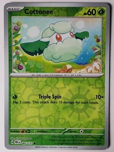 Tarjeta Pokémon REVERSE HOLO Cottonee 007/131 NM/M - Prismatic Evolutions - Imagen 1 de 2