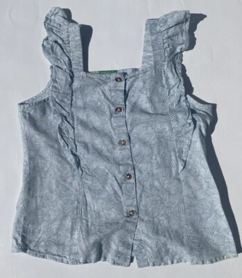 Top United Colors of Benetton lino algodón niñas talla 12 azul detalle volantes Foto 1 de 4